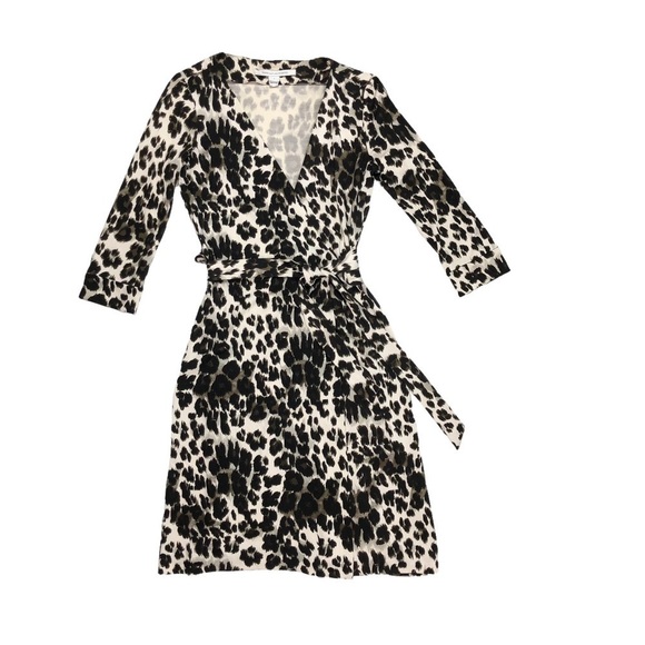 Diane von Furtstenberg silk wrap dress animal snow leopard print sz 4 New Julian - Picture 9 of 16